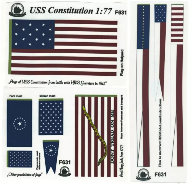 Model Shipways USS Constitution 1:76 - set of Flags and draft scales for model