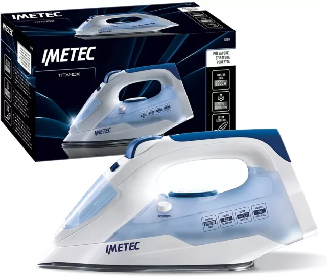 IMETEC FERRO DA STIRO A VAPORE ULTRA LEGGERO TITANOX K109 2000 WATT VAPORE 8Og