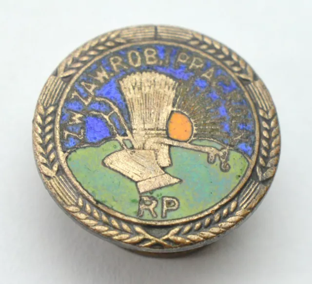 Poland Zw. Zaw. Rob. I Prac. Roln. Rp Agricultural Farmer Old Pin Badge 2