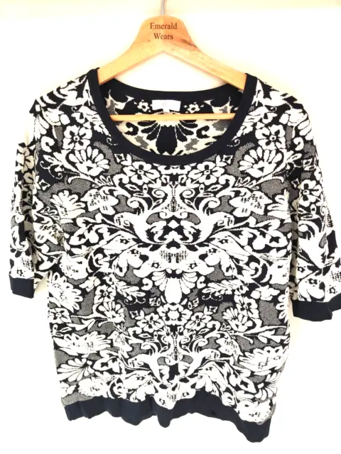 CC BLACK WHITE FLORAL JUMPER - UK Size 14