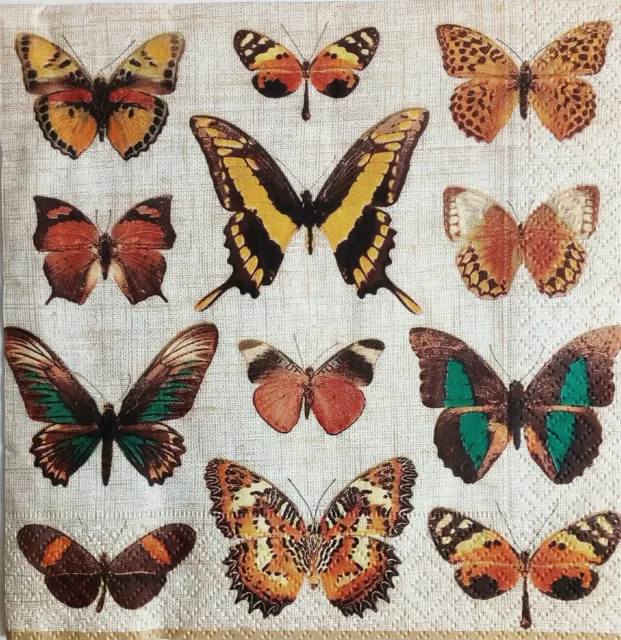 4 x paper napkins for decoupage, butterfly.4 Servilletas decoradas mariposas