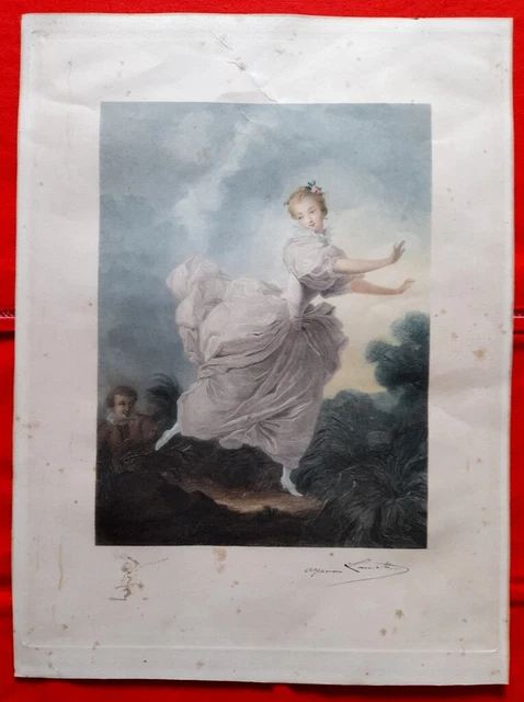 Lithographie danseuse par alphonse lamotte XIX la fuite a dessein