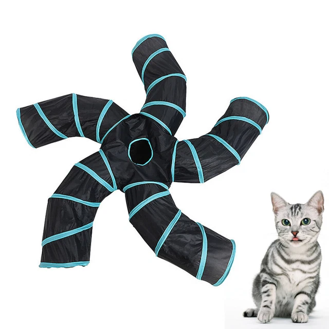 Tunnel Per Gatti Pieghevole SwaWis 3 In 1 - Con Tenda E Cubi, Giocattolo Interattivo Per Animali - Foto 5