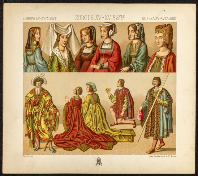 1890 - Mode et costume des femmes au XV et XVI siècle en France - Lithographie