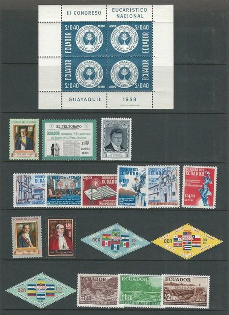 ECUADOR 1956-61 COLLECTION of AIRPOST stamps (Sc C307 C387, LC1-4) VF MH