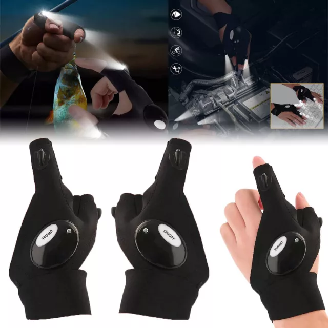 Finger Glove with LED Light Flashlight Gloves Outdoor Gear Night Fishing @I