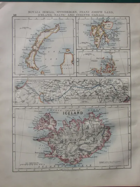 1900 Victorian Map ~ Novaia Zemlia Spitsbergen Franz Joseph Kaiser Country