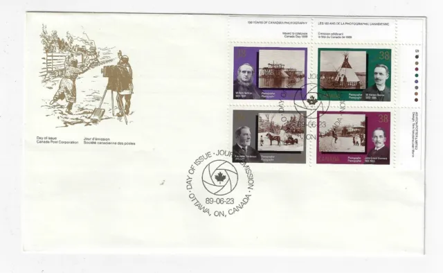 Canada FDC - 1989 - Canadian Photography, Scott # 1240a, Plate Block UR