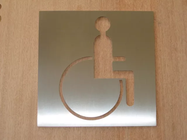 WC Piktogramm Türschild Handicap Behindert 20x20 cm in Edelstahl von VIELER