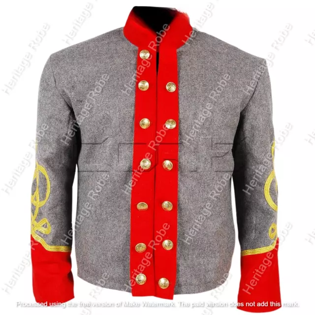 US Civil War Double Breast Grey Shell Jacket With Red Lapel All Sizes!