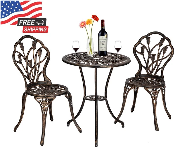 MUEBLES PARA PATIO jardin mueble de aluminio fundido juego set 3 sillas