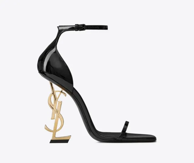 Saint Laurent Opyum YSL Logo-Heel Sandals with Golden Hardware 40 EUR / 9.5 US