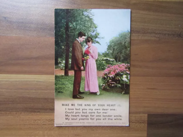 Old postcard - Make me the King of your heart - Bamforth song card