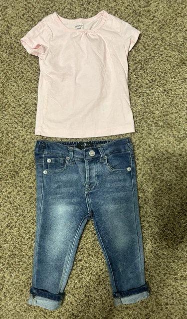 Light Pink Carters Shirt And 7 Of Mankind Baby Girl Jeans ❤️
