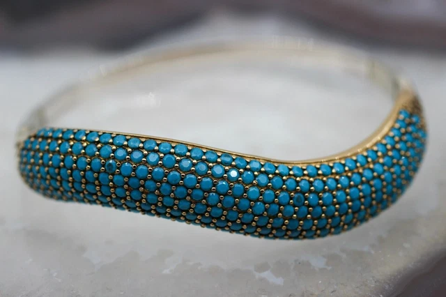 Bracelet Turquoise pour femme fait à la main pour femme Bracelet manchette...