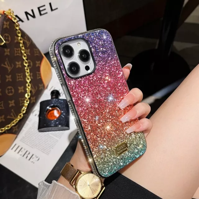 For iPhone 15 Pro Max 14 13 12 11 X 6 7 8 Glitter Bling Gradient Diamond Case 2