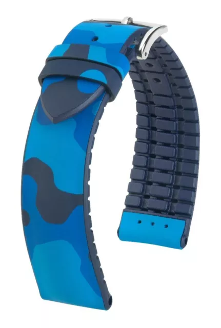 Hirsch John 22 mm blue camouflage watch strap, length L