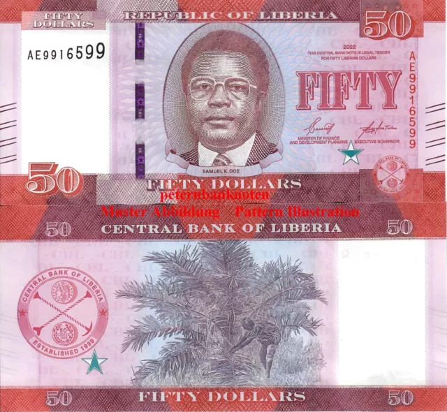 LIBERIA 50 Dollars 2022 UNC P New  6120 # Kassenfrisch..