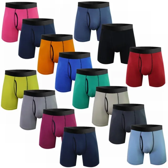 4 PACK MENS Cotton Underwear Long Boxer Briefs Trunks Breathable