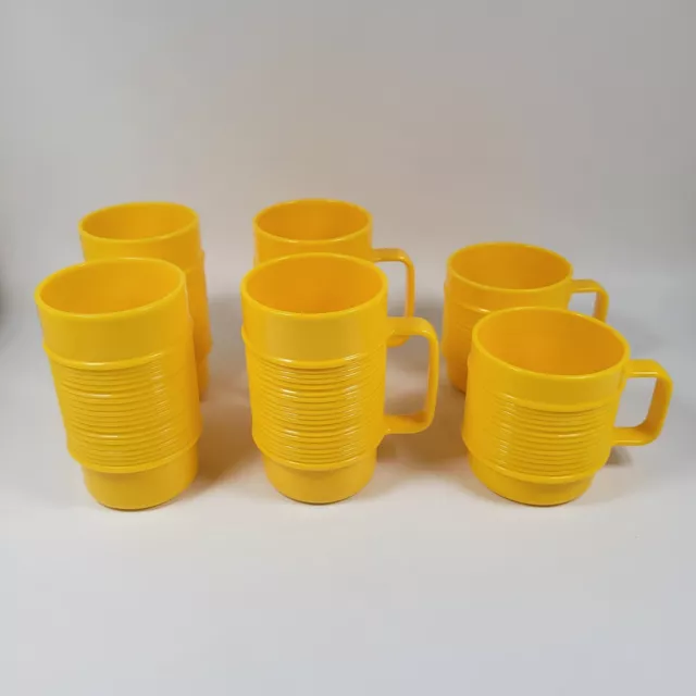 4 Cups - Original VTG Rubbermaid 3- 3819 1 - 3829 Coffee Cup Brown Rust  Yellow