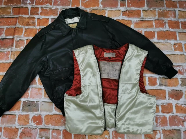 Veste Aviateur Pilote Chevignon Paris Vintage Cuir A2 Noir Taille M - Occasion Très Bon état