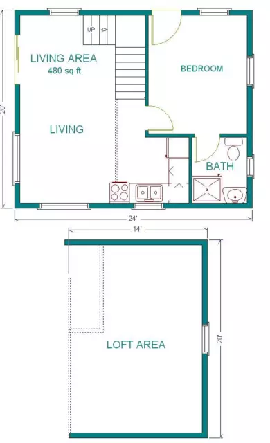 Cabin Plans 20x24 w/Loft Plan  Package, Blueprints, &  Material List 2