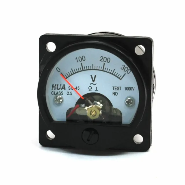 AC 0-300V Round Analog Dial Panel Meter Voltmeter Gauge Black