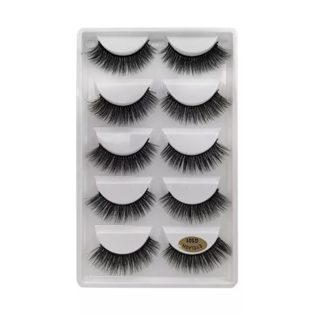 Mink Pairs New Black FALSE Top Natural 100% 5 Of Lashes Thick Real Eyelashes Eye