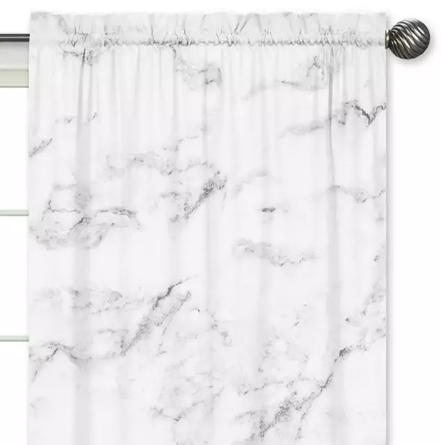 Sweet Jojo Designs - Black & White Marble Curtain Panels (2) 84'' x 42'' - New 3