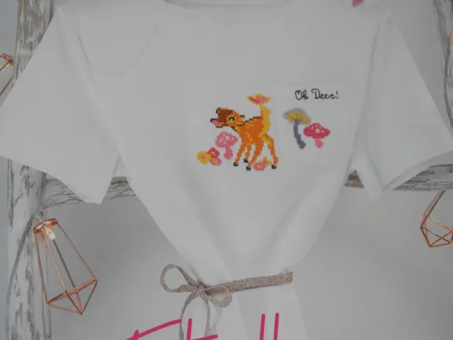 Disney Cross stitch chart #4 lovely Bambi design look great on t-shirt, keyring