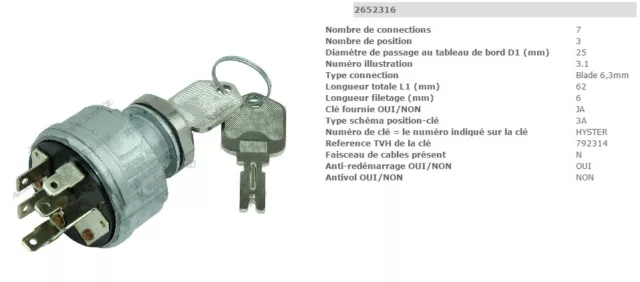 Yale Hyster 260856 Contacteur Contact Interrupteur A Cle Chariot Pieces