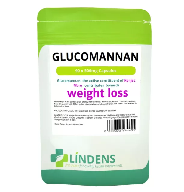 Lindens glucomannane fibre de konjac 90 capsules pilules 500 mg poids cholestérol