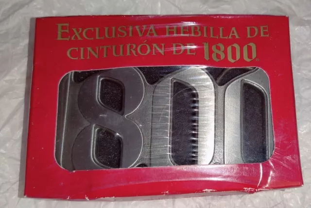 1800 Tequila Advertising Block Letter Cut-Out Silver Tone Belt Buckle NIP