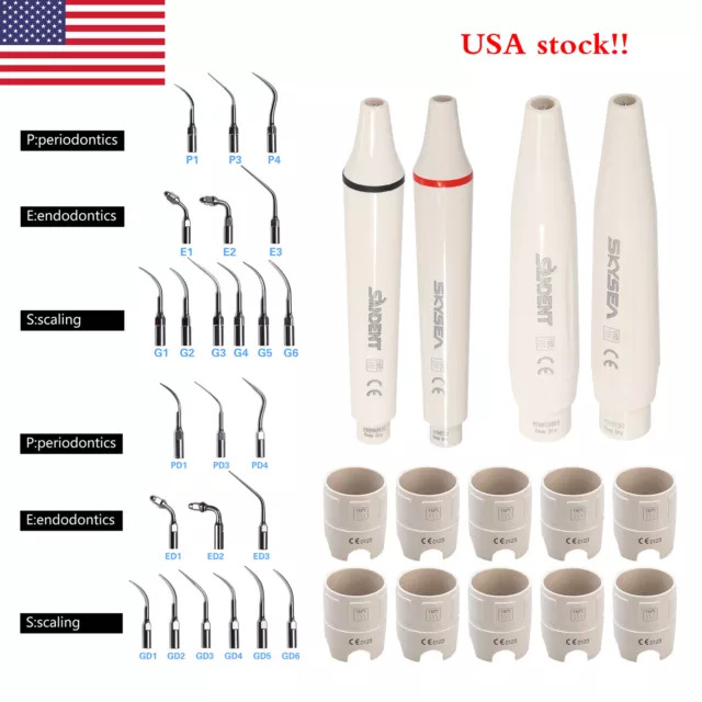 Dental Ultrasonic Scaler Handpiece / 10*Tips /Wrench Fit DTE/EMS Cavitron FDA CE