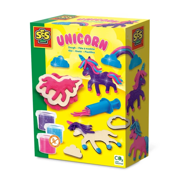 SES Creative 00410 Dough-Unicorns neon Glitter