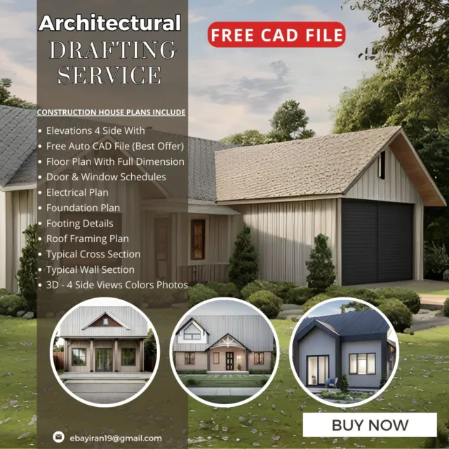Custom Modern House Plan Service with Free Oragnal CAD File