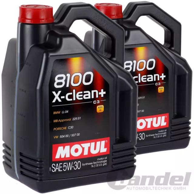 2x 5L MOTUL 8100 X-CLEAN+ 5W-30 passend für AUDI BMW MERCEDES VW LONGLIFE LL