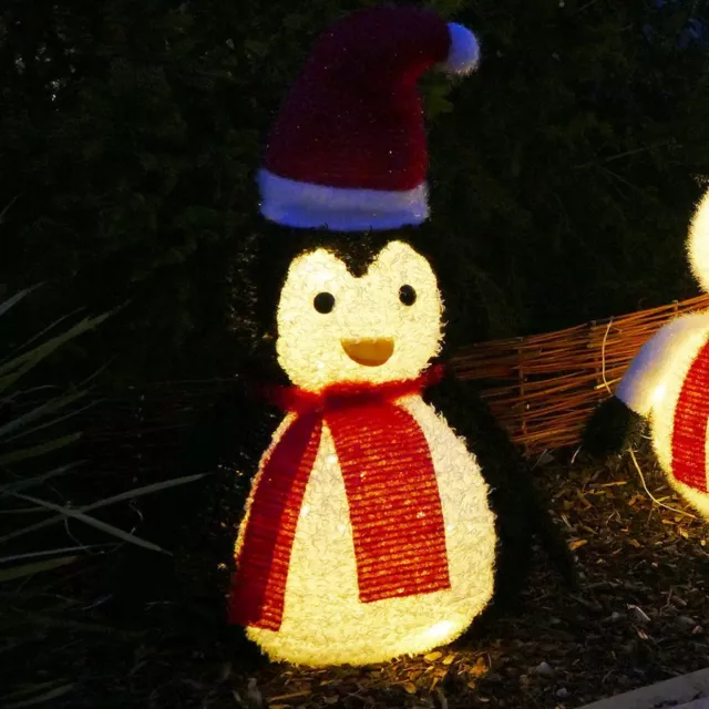 Pinguin 80 cm 60 LED beleuchtet Figur für Weihnachten außen