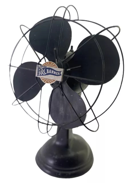 ROBBINS and MYERS Banner Oscillating Black Electric Fan Art Deco Works