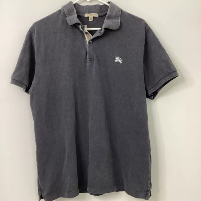 Burberry Brit Polo Mens Large Gray Nova Check Detail