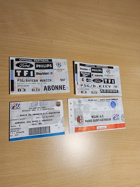 Lot De 20 Billets PSG Saison 1995/96 – Souvenir Collector Paris Saint-Germain