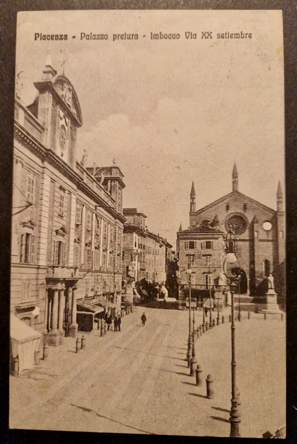 CARTOLINA PIACENZA Palazzo Pretura Imbocco via XX settembre - ANNO 1913 - fp VG