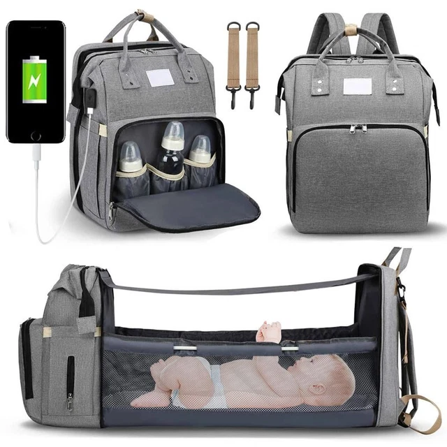 Grand Sac à Langer de Maternité Multi-fonction Bébé Sac à Dos Pliable Couchage