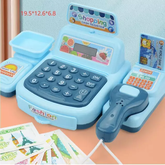 Geschenk Kinder Spiel Kasse Spielzeugkasse mit Scanner Rechner Kasse Kaufla W6R5