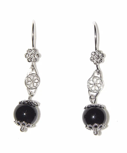 Orecchini pendenti con SU COCCU, Argento brunito, LUNGHEZZA 3 CM