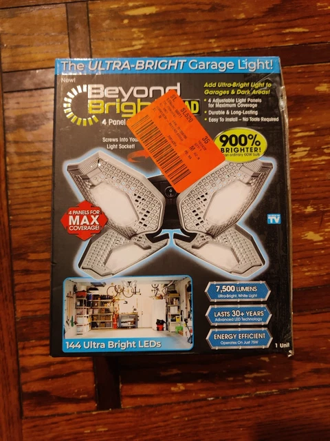 Beyond Bright Quad Ultra Bright Garage Light 4 Panel 144 LED 7500 Lumen