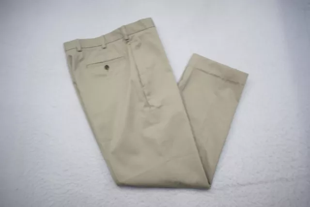 Brooks Brothers Clark Advantage Chino Pants Beige Flat Front Mens Size 34 x 30