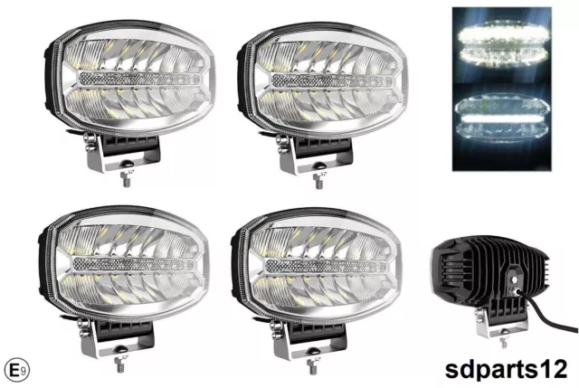 4x Phares Feux Longue Portée + Diurne E Marque LED Neon 12-24V 5800lm Camion 4x4