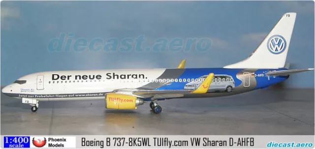 **Rare** Boeing B 737-8K5WL TUIfly.com VW Sharan D-AHFB Phoenix Models 1:400 PH4