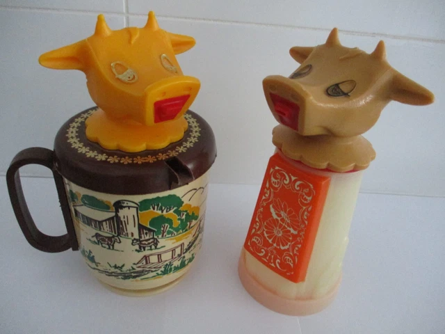 Vintage Whirley Industries Cow Head Mugs X Two - Moo Cups Made In America